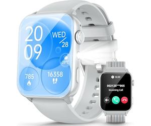 IOWODO Montre Connectée Femme Homme, Montre Appel, Appels Numérotation, 100 Modes de Sport, Écran 1.85 Pouce, Assistant Vocal, Bluetooth 5.0, pour Android/iOS （Gris ）