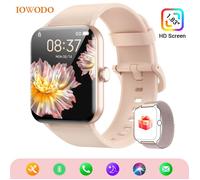 Montre Connectée Homme Femme Smartwatch IOWODO Montre Sport Bluetooth 1,69Étanche IP68 Compatible Android et iOS rose