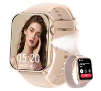IOWODO Montre Connectée Femmes | Appels Bluetooth et Lumière LED | Suivi SpO2 et Sommeil | Batterie 350 mAh (6+ Jours d'autonomie) | 2 Bracelets | Montre de Fitness Compatible Android/iOS Rose