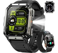 IOWODO Montre Connectée Homme 2025 | Écran 2,01" Autonomie 100 Jours | Lampe Torche LED Boussole | Bluetooth 5.3 | 100+ Modes Sportifs | Indice Protection IP68 Conformité aux Normes Militaires
