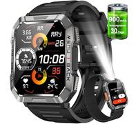 IOWODO Montre Connectée Homme, Appel Bluetooth, Écran 1.39" TFT, Moniteur Cardiofréquence/SPO2, Analyse Sommeil, 100 Modes de Sport,pour Android/iOS (Noire)