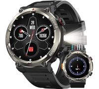 Montre Connectée Homme 2025, Appels Bluetooth Watch, Batterie 960mAh, Boussole, Lampe de Poche Smartwatch, 100+ Modes Sportifs, Analyse de la Fréquence Cardiaque et du Sommeil, Pour Android/iOS