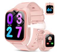 IOWODO Montre Connectée Enfants 4G Wi-FI, GPS, SOS, Enfant Écran HD de 1,83 Pouces, Appels, Appels Vidéo, Chat Vocal, Whatsapp, Étanche IP68, Mode École, Podomètre, Réveil (Rose)