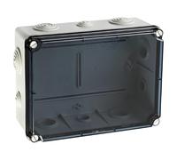 IP54 Boîte à bornes/boîtier industriel 241 x 180 x 95 mm - Entrées de câble 4 x M25-6 x M40 - Couvercle transparent - Partie inférieure avec embouts élastiques