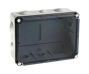 IP54 Boîte à bornes/boîtier industriel 241 x 180 x 95 mm - Entrées de câble 4 x M25-6 x M40 - Couvercle transparent - Partie inférieure avec embouts élastiques