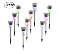 Ip65 Étanche Paysage Coloré/Pathway Lampe En Acier Inoxydable Led Solaire Lumières Extérieures Pour Patio, Pelouse, Cour, Passerelle, Installation Facile Sans Fils ( 10 Pièces ) Blanc