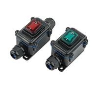 IP65 Inline Power Cord Marine Rocker Switch On Off Waterproof Junction Box 20A High Current Connetor Outdoor 250V 1 piece(2 Hole-Red)