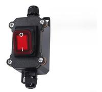 IP65 Interrupteur à bascule marche/arrêt étanche 25 A avec éclairage rouge, passe-câble PG9 4-8 mm, boîtier PA66 ignifuge pour extérieur et outils électriques (220 V)
