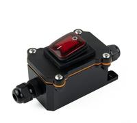 IP65 Interrupteur à bascule marche/arrêt étanche 25 A avec éclairage rouge, passe-câble PG9 4-8 mm, boîtier PA66 ignifuge pour extérieur et outils électriques (24 V)