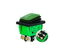 IP65 Waterproof KCD4 Rocker Button Switch ON-OFF 30A Large Current Rocker Push Button Switch 4Pin Terminal with Screw LED Light(Green Light,30A250VAC)
