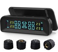 Ip67 Waterproof Tpms Tire Monitor System With Temperature Lcd Display Auto Alarm Real Time Black (Système de surveillance des pneus Tpms à l'épreuve de l'eau avec affichage LCD de la température et al