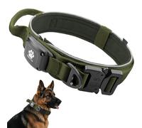 IP68 Collier étanche pour chien AirTag, poignée de contrôle tactique militaire confortable, boucle en métal et réfléchissant, collier GPS pour chien Apple Air Tag pour chiens de taille moyenne à