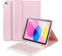 iPad 11/10th Generation Keyboard Case, Detachable Bluetooth Keyboard Case for iPad A16 2025 11""/10th Generation 2022 10.9 inch with Pen Holder, Square Keys, Pink