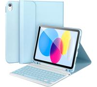 iPad 11/10th Generation Keyboard Case, Detachable Bluetooth Keyboard Case for iPad A16 2025 11 inch/10th Generation 2022 10.9 inch with Pen Holder, Square Keys, Blue