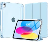 iPad 11 inch (A16) 11th Generation 2025 Case,iPad 10th Gen 10.9 inch 2022 Case with Pen Holder,Lightweight Tri-Fold Slim iPad 10th Gen Case with Heavy Duty Translucent Back PC,Sky Blue