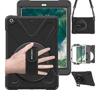 iPad 5ème génération Coque, iPad 24,6 cm 2017 Coque trois Couche Drop protection Rugged Protective Heavy Duty Coque iPad pour Apple Nouvel iPad 2017 Release Modèle (BLACK)