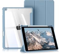 iPad 9th/8th/7th Generation 10.2 Inch Case (2021/2020/2019) Case with Pencil Stand and Clear Hard Back Cover for iPad 9/8/7 Auto Wake/Sleep,Blue