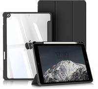 iPad 9th/8th/7th Generation 10.2 Inch Case (2021/2020/2019) Case with Pencil Stand and Clear Hard Back Cover for iPad 9/8/7 Auto Wake/Sleep,Black