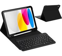 iPad (A16) Keyboard 11th Generation 11 Inch 2025/iPad 10th Generation 10.9 Inch 2022, AZERTY Wireless Bluetooth Keyboard Case for iPad 10th/11th with Stylus Storage Function, Black