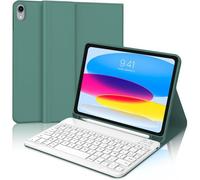 iPad A16 Keyboard Case 11th Generation 2025/10th Generation 10.9 Inch 2022, French AZERTY Detachable Bluetooth Keyboard with Pen Slot for iPad 11/10 Generation 11/10 10.9 Inches, Dark Green
