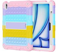 iPad Air 11 inch Case 2024 M2 (Air 6th Gen),Shockproof Protective Case with Pencil Holder and Shoulder Strap (Rainbow 1)