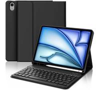 iPad Air 11 Inch M3 2025 Keyboard Case for iPad Air 11 M2/M3 2024/2025, French AZERTY Detachable Magnetic Bluetooth Keyboard with Pen Slot, Black