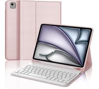 iPad Air 11 Inch M3 2025 Keyboard Case for iPad Air M3 11 Inch 2025, French AZERTY Detachable Bluetooth Keyboard with Pen Slot, Pink