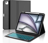 iPad Air 13 Inch Keyboard (M2 2024/M3 2025), Backlit 7 Colours AZERTY French Keyboard Case, Detachable Wireless Bluetooth Keyboard Case for iPad Air 13 Inch M2 2024/M3 2025, Black
