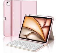 iPad Air 13 Inch Keyboard (M2 2024/M3 2025), French AZERTY Keyboard Case, Detachable Wireless Bluetooth Keyboard Case for iPad Air 13 Inch M2 2024/M3 2025, Pink
