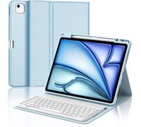 iPad Air 13 Inch Keyboard (M2 2024/M3 2025), French AZERTY Keyboard Cover, Detachable Wireless Bluetooth Keyboard Case for iPad Air 13 Inch M2 2024/M3 2025, Sky Blue