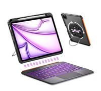 iPad Air 13 Pouces (M4/M3/M2, 2026/2025/2024),Pro 12,9 Pouces (6e/5e/4e/3e gén),Clavier Bluetooth Magnétique Amovible,Pavé Tactile Multi-Touch,Réglable à 360°,Rétroéclairé,pour Apple Pencil (Noir)