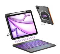 iPad Air 13 Pouces (M4/M3/M2, 2026/2025/2024),Pro 12,9 Pouces (6e/5e/4e/3e gén),Clavier Bluetooth magnétique Amovible,pavé Tactile Multi-Touch,réglable à 360°,rétroéclairé,pour Apple Pencil (Noir)