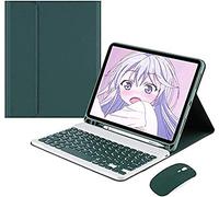 Ipad Air 4e Gén 10,9 Pouces 2020/Ipad Air 5e Gén 10,9 Pouces 2022 Clavier Étui+Souris Détachable sans Fil Bluetooth 7 Couleurs Rétro-Éclairage Clavier Titulaire Mince Cuir Smart Cover