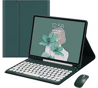Ipad Air 4e Génération 10,9 Pouces 2020/Ipad Air 5e Génération 10,9 Pouces 2022 étui Clavier avec Souris Mignon Couleur Clavier Rétro Rond Clé Bonbons Couleurs Bluetooth Détachable Clavier