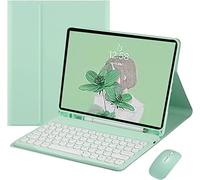Ipad Air 4e Génération 10,9 Pouces 2020/Ipad Air 5e Génération 10,9 Pouces 2022 étui Clavier avec Souris Mignon Couleur Clavier Rétro Rond Clé Bonbons Couleurs Bluetooth Détachable Clavier