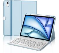 iPad Air Keyboard 11 Inch M3/M2 (2025/2024), French AZERTY Keyboard Cover, Detachable Wireless Bluetooth Keyboard Case for iPad Air 11 M2 2024/M3 2025 11 Inch, Sky Blue