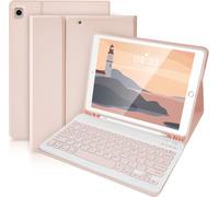 iPad Keyboard Case, Bluetooth Keyboard Case for iPad 9th 2021, iPad 8th 2020, iPad 7th Generation 2019, iPad Air 3 2019, Detachable Wireless Keyboard, Built-in Pen Holder - Pink
