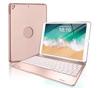 iPad Keyboard Case for iPad Pro 9.7", New 2018 iPad, 2017 iPad, iPad Air 1 et 2 Bluetooth Clavier avec 130 ° Smart Folio Hard Back Cover Ultra Slim Auto Wake and Sleep Rose glod