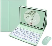 Ipad Mini 5th Gen Mini 4 Étui Clavier avec Souris Couleur Mignonne Clavier Rétro Touche Ronde Couleurs Bonbons Bluetooth Détachable avec 7 Couleurs Rétroéclairage Clavier Mini 5 Couverture