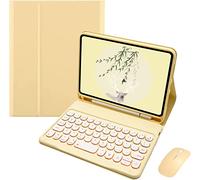 Ipad Mini 5th Gen Mini 4 Étui Clavier avec Souris Couleur Mignonne Clavier Rétro Touche Ronde Couleurs Bonbons Bluetooth Détachable avec 7 Couleurs Rétroéclairage Clavier Mini 5 Couverture