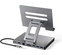 iPad Pro USB C Hub Stand, 9-in-1 Adapter for iPad Pro M4 M2 13 12.9 11 inch Docking Station Foldable with 4K 60Hz HDMI, RJ45 Gigabit Ethernet, SD/TF Card Reader, 3 USB 3.0, 3.5 mm Audio, iPad Air