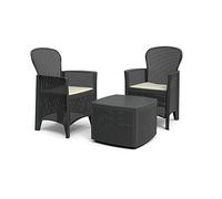 Set Décor de Jardin en Polypropylène Rotin 3 Pièces 2 Fauteuils+1 Table Tree