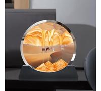 IPAGSEFWE Art du sable en mouvement, Cadre rond en verre 3D avec sable multicolore mouvement, 7,5 pouces, noir ou blanc(B,Black frame)