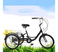 IPAGSEFWE Tricycle pour Adulte, 20 inch Adult 3 Wheel Tricycle with Shopping Basket High Carbon Steel Frame Black