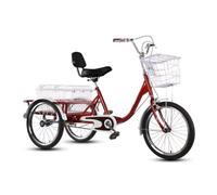 IPAGSEFWE Tricycle pour Adulte, Adult and Elderly Cargo Tricycle 20 inches 3 Wheel with Rear Basket Multicolor(Red)