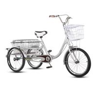 IPAGSEFWE Tricycle pour Adulte, Adult and Elderly Cargo Tricycle 20 inches 3 Wheel with Rear Basket Multicolor(Silver)