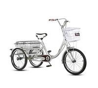 IPAGSEFWE Tricycle pour Adulte, Adult Folding Cargo Tricycle 3 Wheel 20in with Rear Basket Load 160KG(Red)