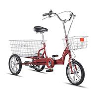IPAGSEFWE Tricycle pour Adulte, Adult Tricycle 14 inch 3 Wheel Adjustable High Carbon Steel Frame Rear Basket Cruiser Bike for Seniors Women Men Golden