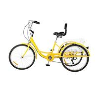 IPAGSEFWE Tricycle pour Adulte, Adult Tricycle 24 inches 7 Speed with Backrest and Basket