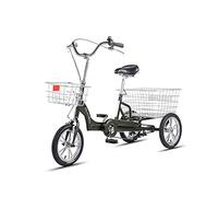 IPAGSEFWE Tricycle pour Adulte, Adult Tricycle with Adjustable Handlebars Rear Shopping Basket 3-Wheel Bike Orange & Dark Green(Dark Green)